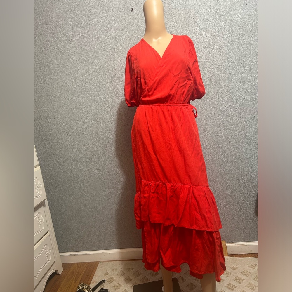 Knox Rose wrap tiered midi dress size medium - Picture 4 of 12